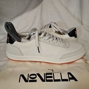 Novella White Mesh Low-Top Sneakers with Coral Sole